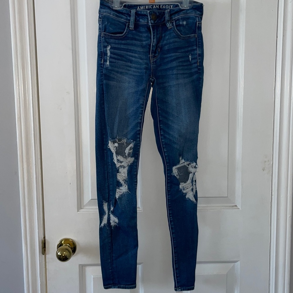 American eagle next level stretch ripped skinny jeans